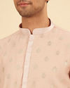 Manyavar Men Pink Blended Cotton Kurta Pajama