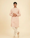 Manyavar Men Pink Blended Cotton Kurta Pajama