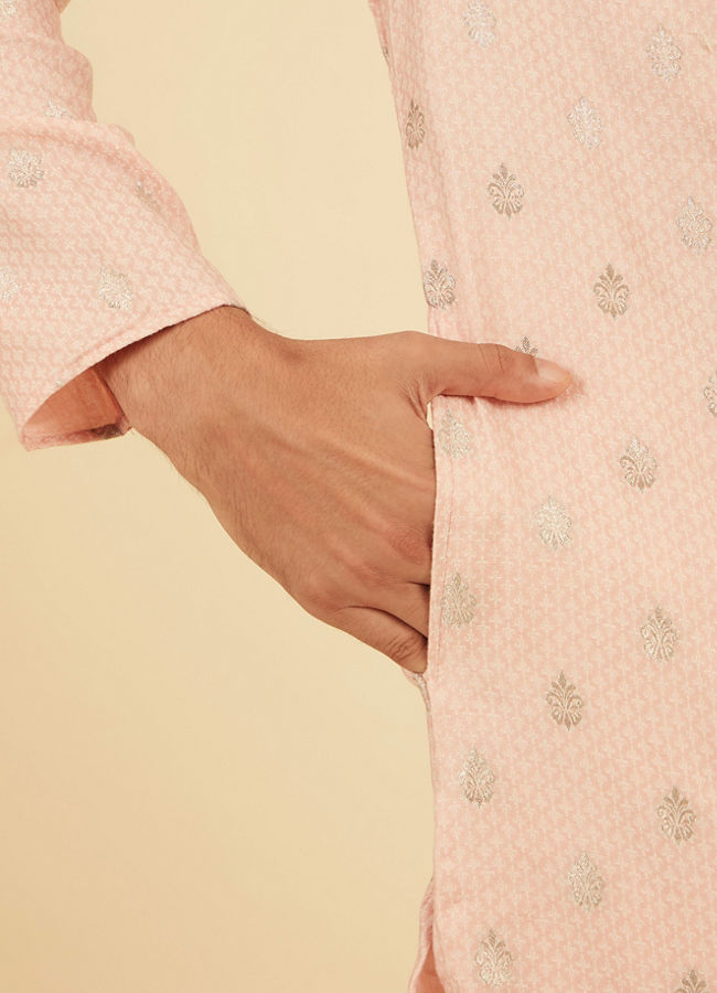 Manyavar Men Pink Blended Cotton Kurta Pajama