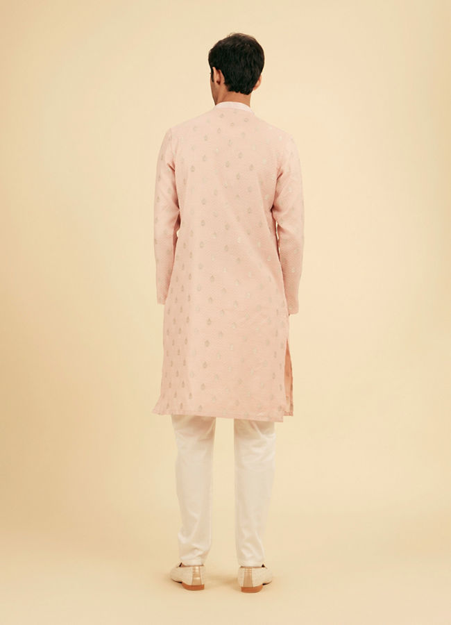 Manyavar Men Pink Blended Cotton Kurta Pajama