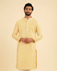 Manyavar Men Saffron Yellow Adorned Kurta Pajama