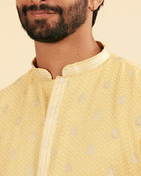Manyavar Men Saffron Yellow Adorned Kurta Pajama