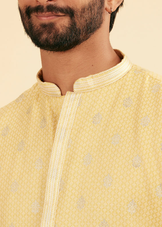 Manyavar Men Saffron Yellow Adorned Kurta Pajama