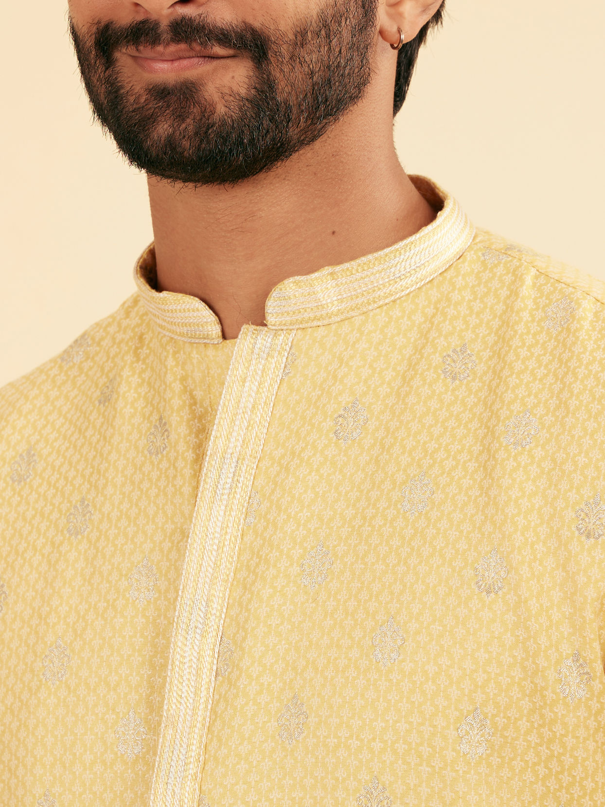 Manyavar Men Saffron Yellow Adorned Kurta Pajama