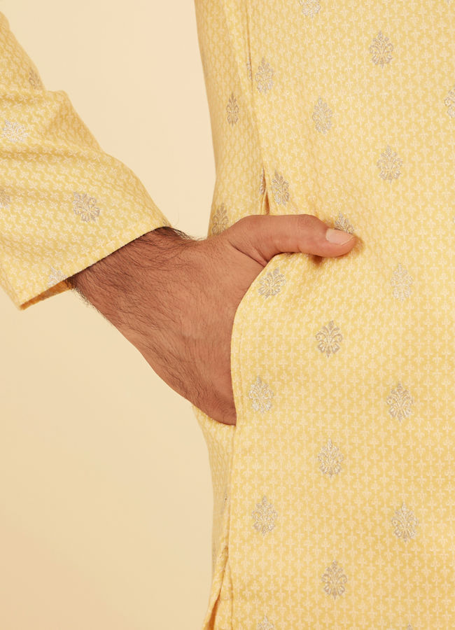 Manyavar Men Saffron Yellow Adorned Kurta Pajama