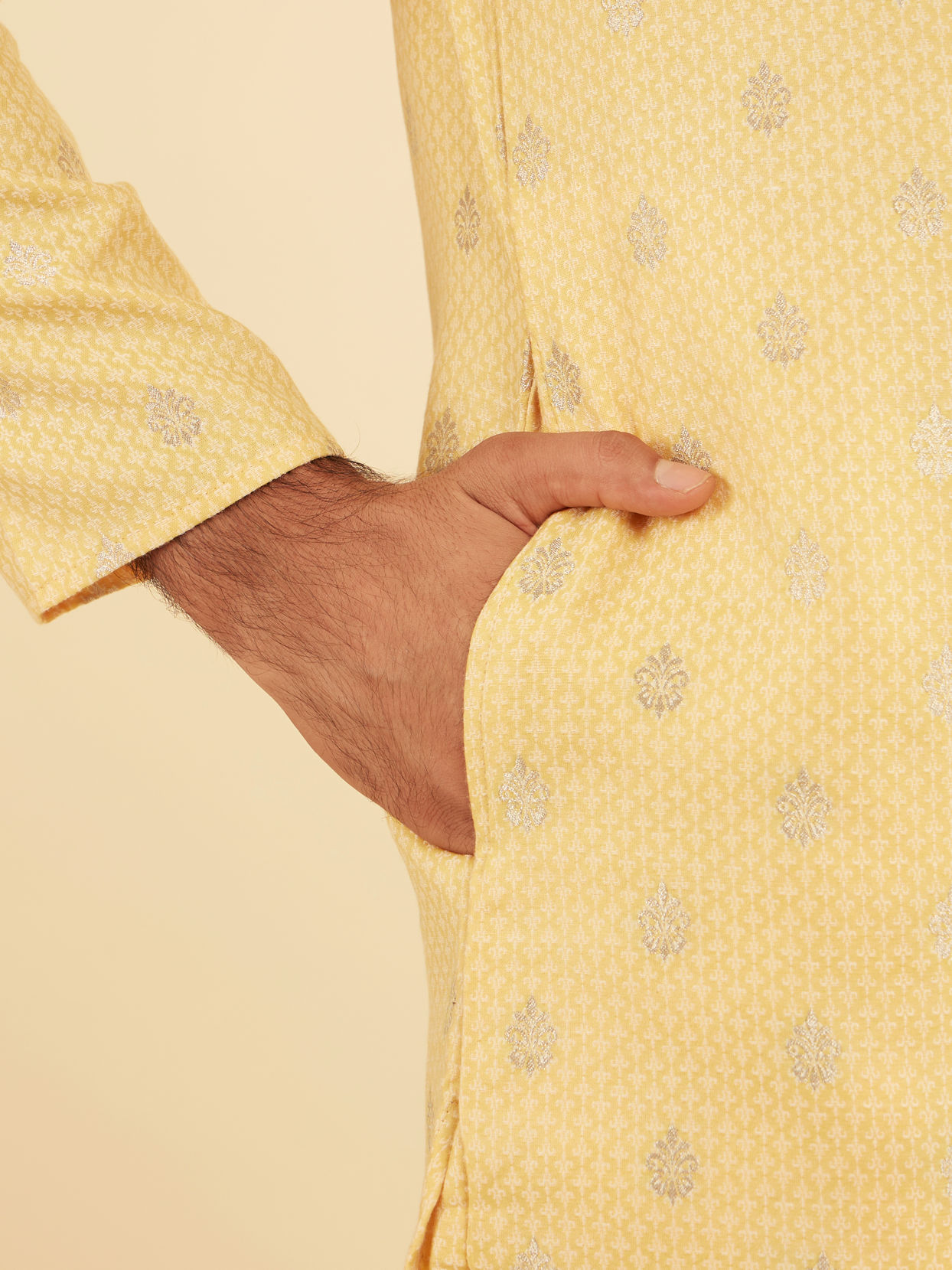 Manyavar Men Saffron Yellow Adorned Kurta Pajama