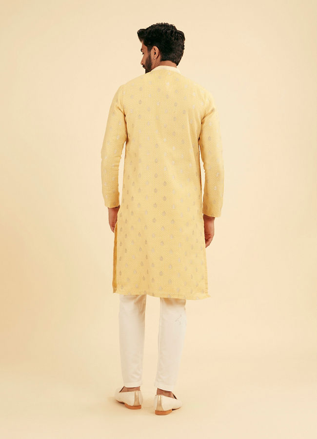 Manyavar Men Saffron Yellow Adorned Kurta Pajama