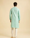 Manyavar Men Aqua Green Blended Cotton Kurta Pajama Set