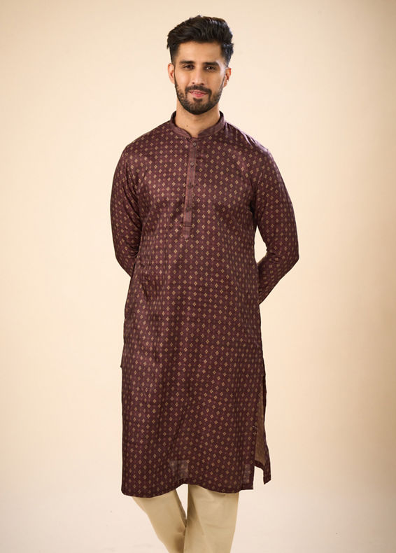Manyavar Men Exquisite Brown Kurta Pajama