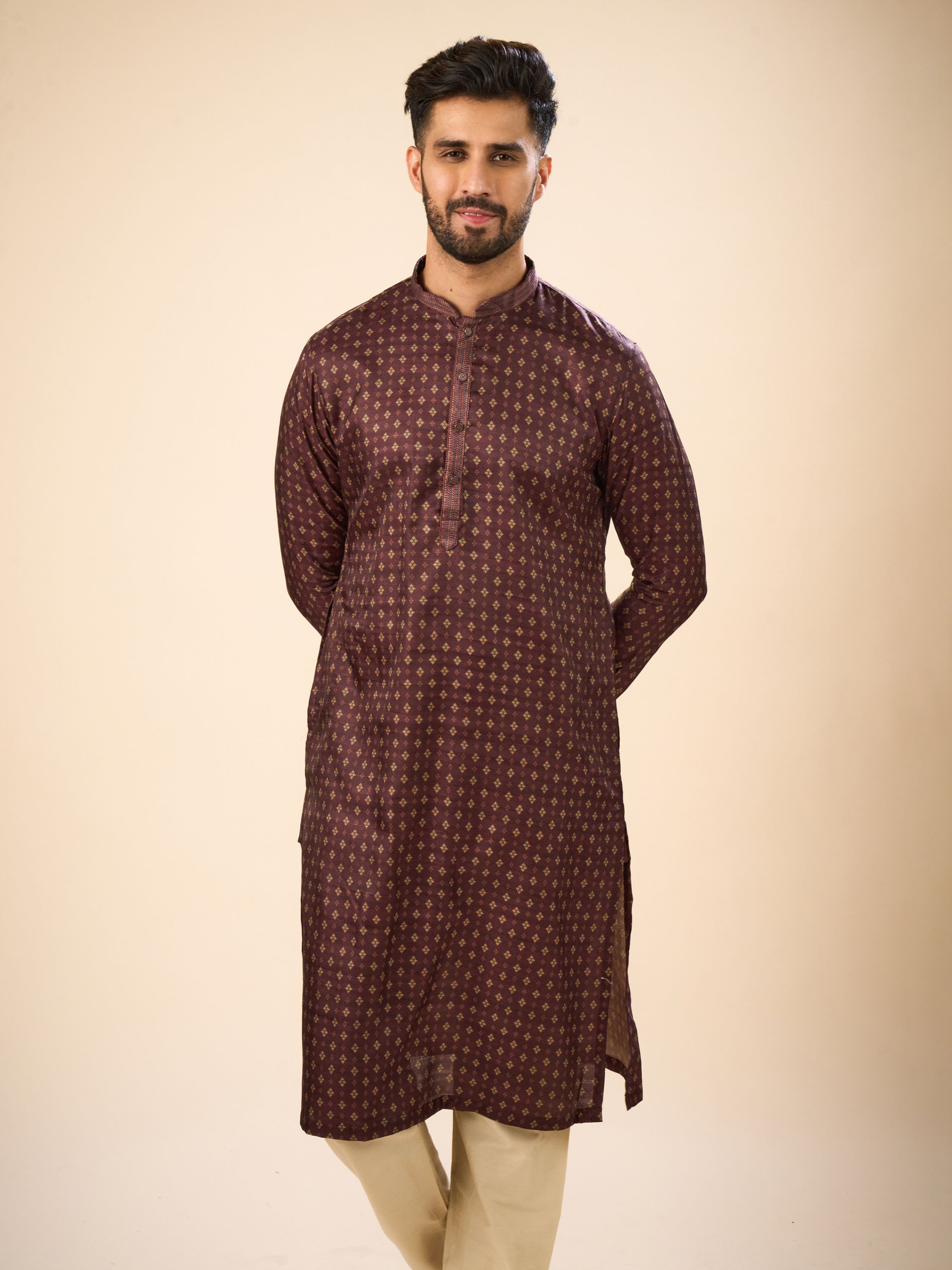 Manyavar Men Exquisite Brown Kurta Pajama