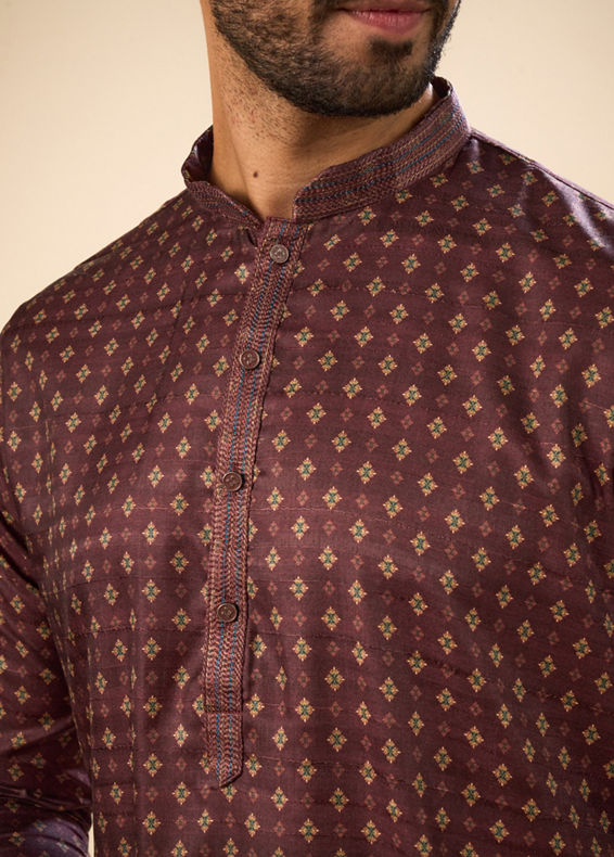 Manyavar Men Exquisite Brown Kurta Pajama