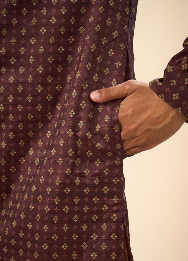 Manyavar Men Exquisite Brown Kurta Pajama