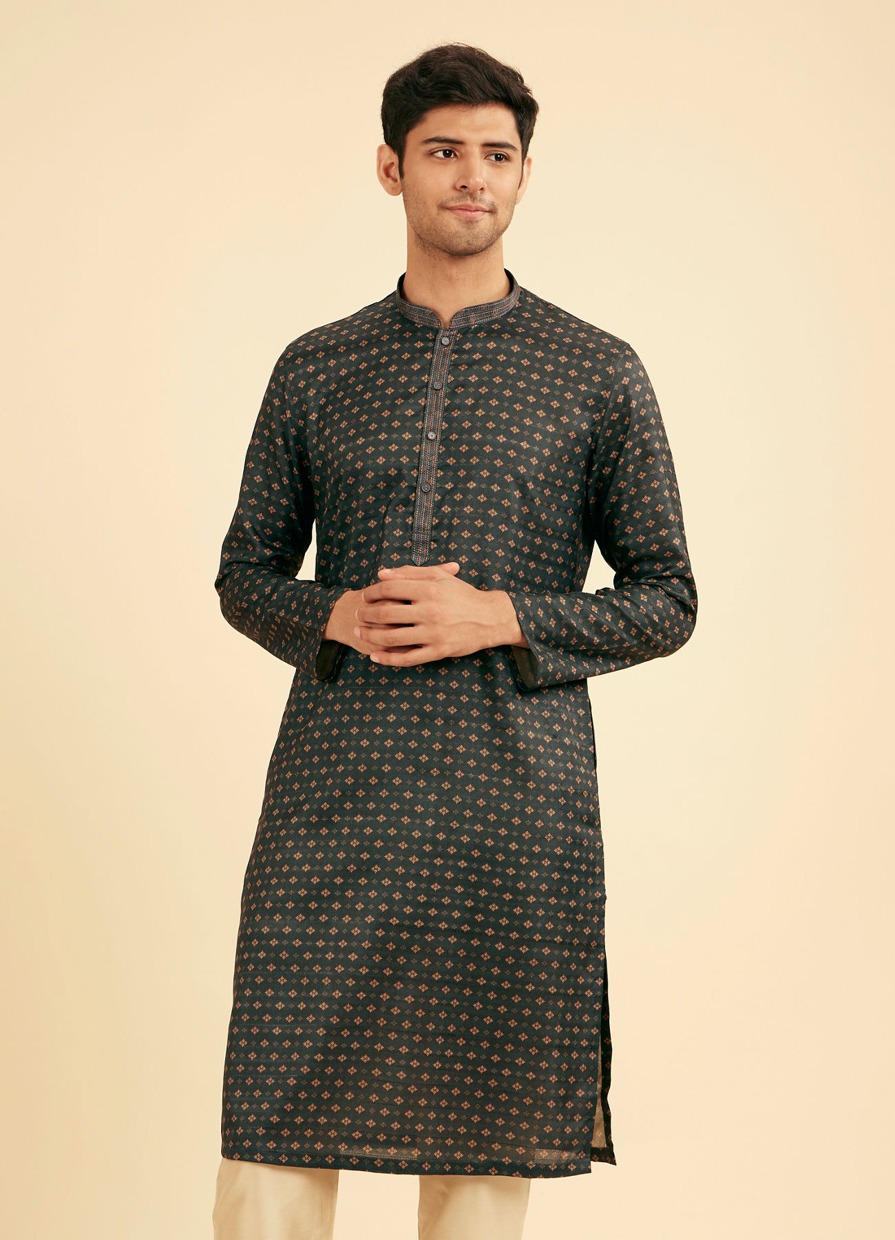 Manyavar Men Teal Green Elegance Kurta Pajama
