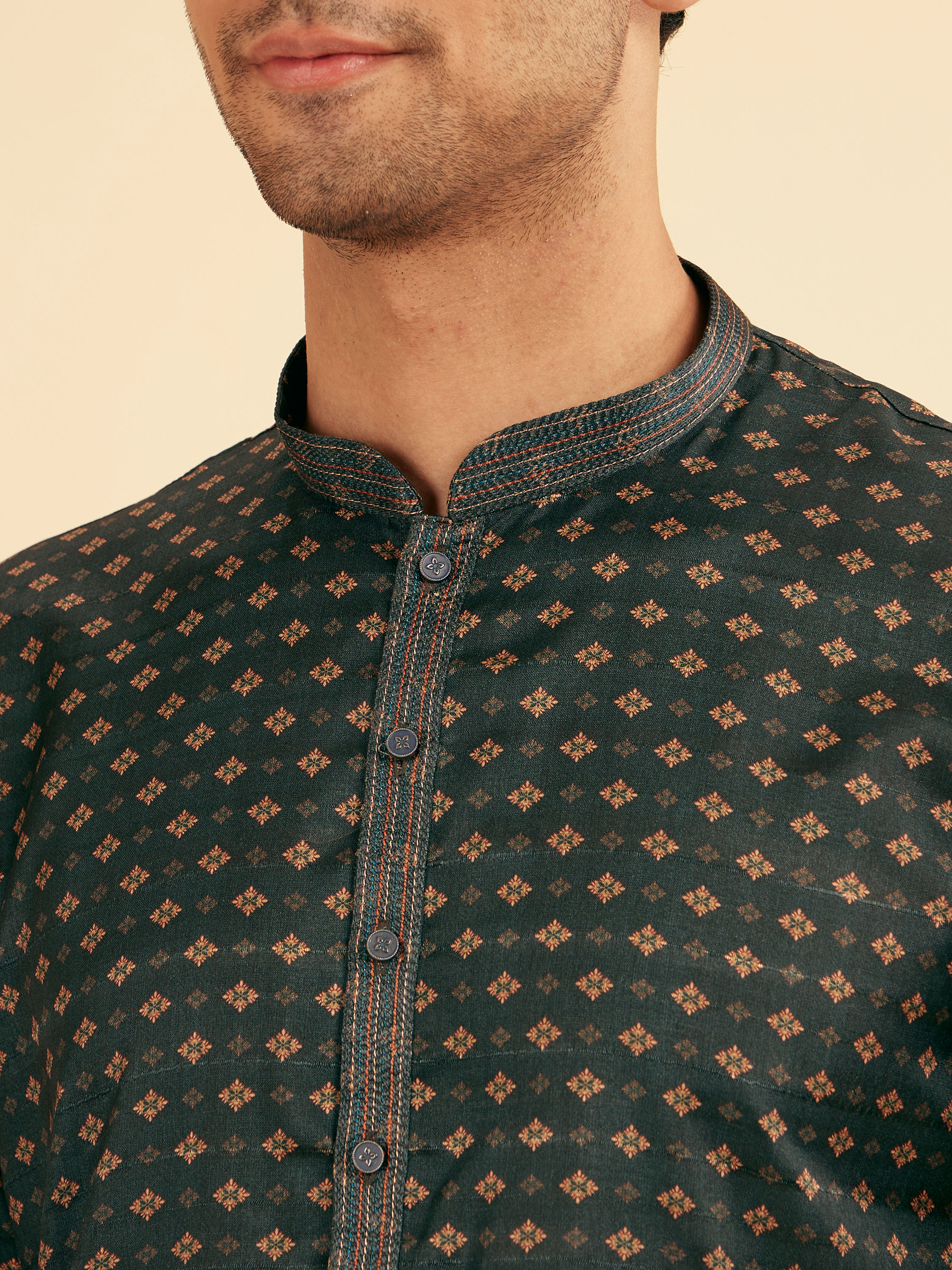 Manyavar Men Teal Green Elegance Kurta Pajama