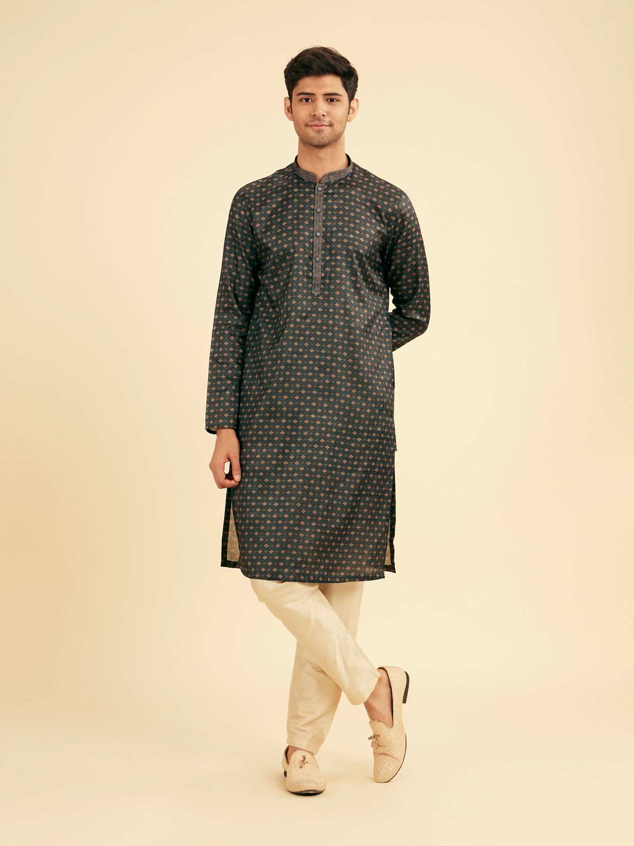 Manyavar Men Teal Green Elegance Kurta Pajama