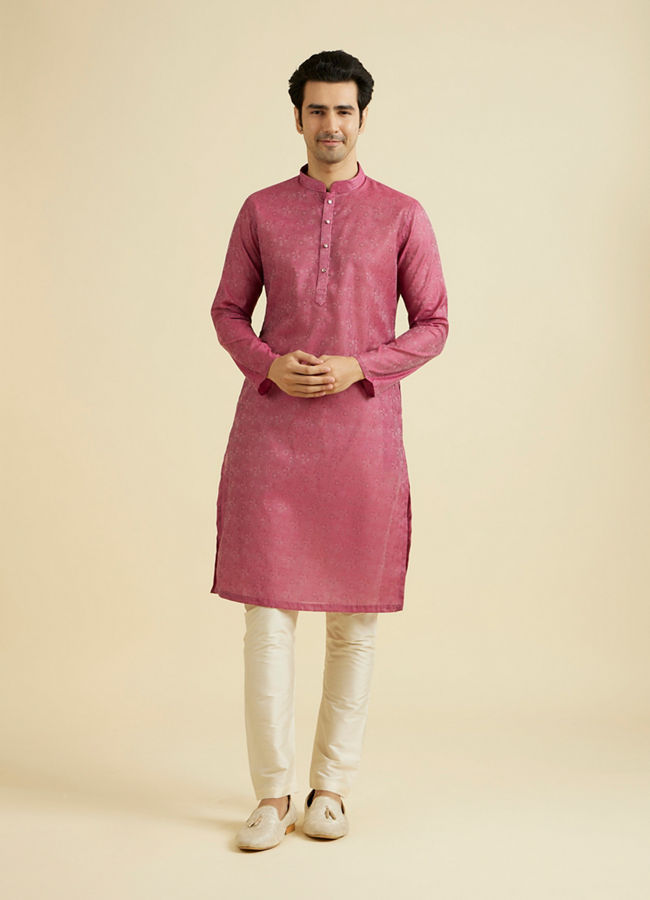 Manyavar Men Radiant Rani Pink Ensemble Kurta Pajama