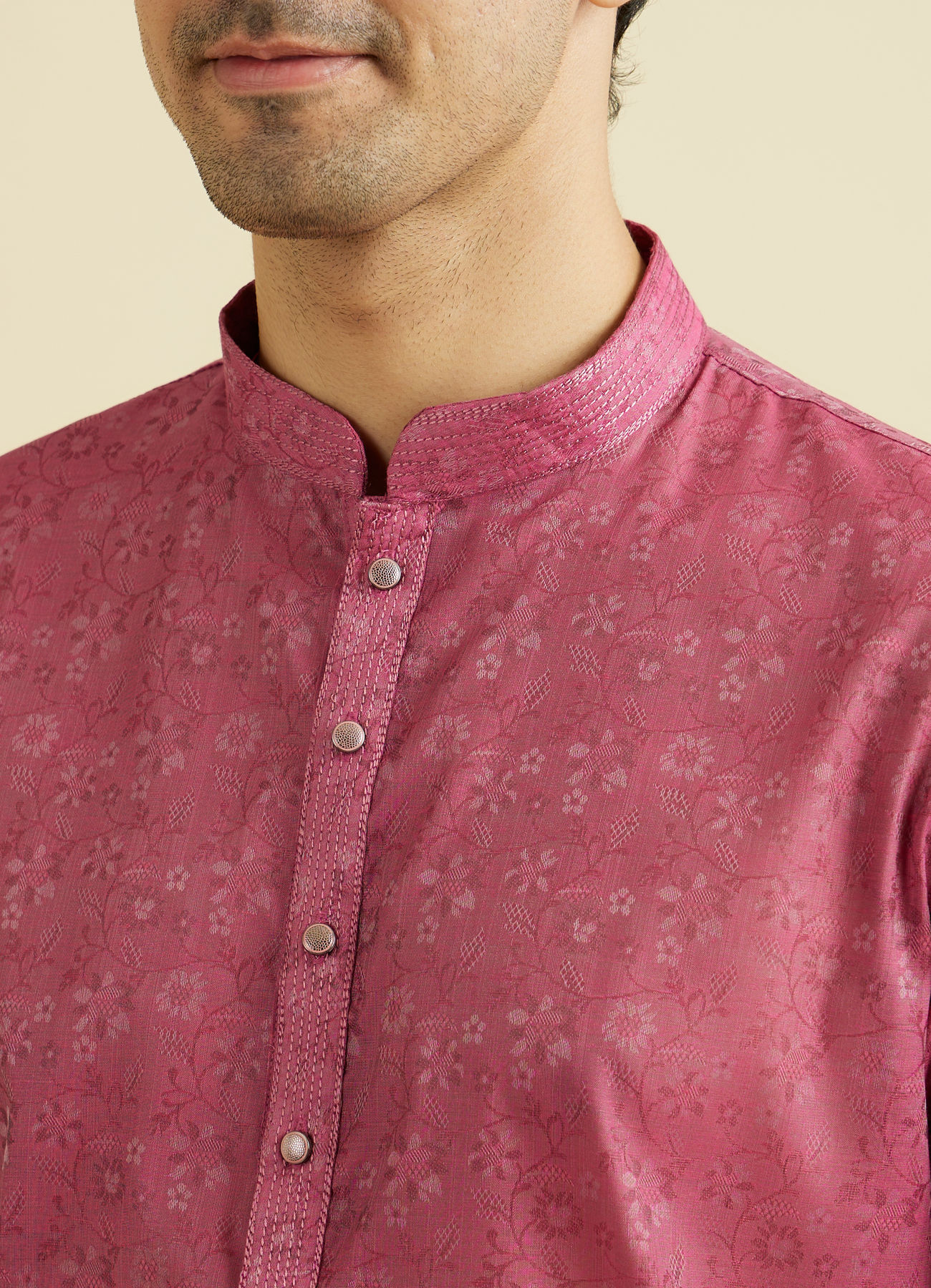 Manyavar Men Radiant Rani Pink Ensemble Kurta Pajama
