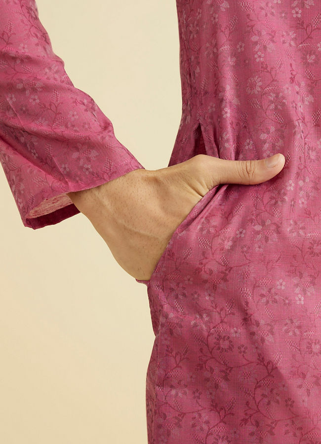 Manyavar Men Radiant Rani Pink Ensemble Kurta Pajama