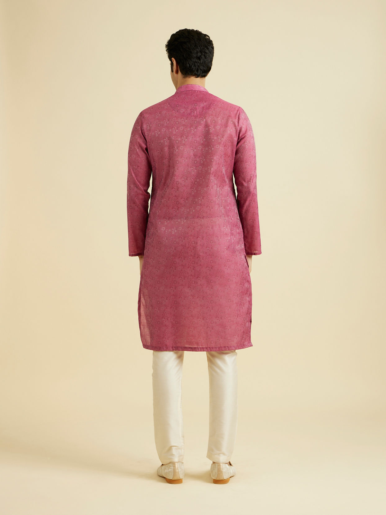 Manyavar Men Radiant Rani Pink Ensemble Kurta Pajama
