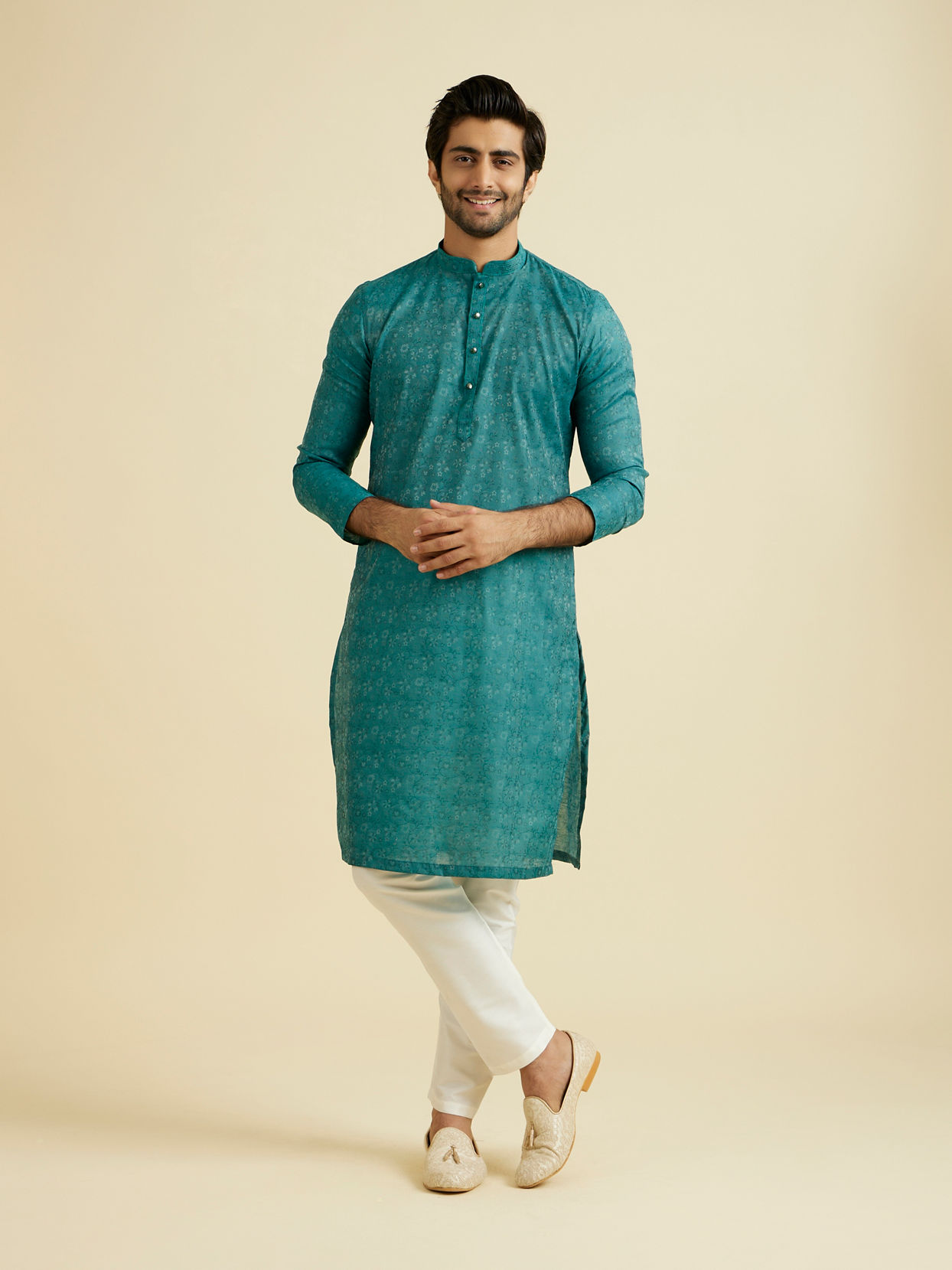 Manyavar Men Emerald Elegance Kurta Pajama