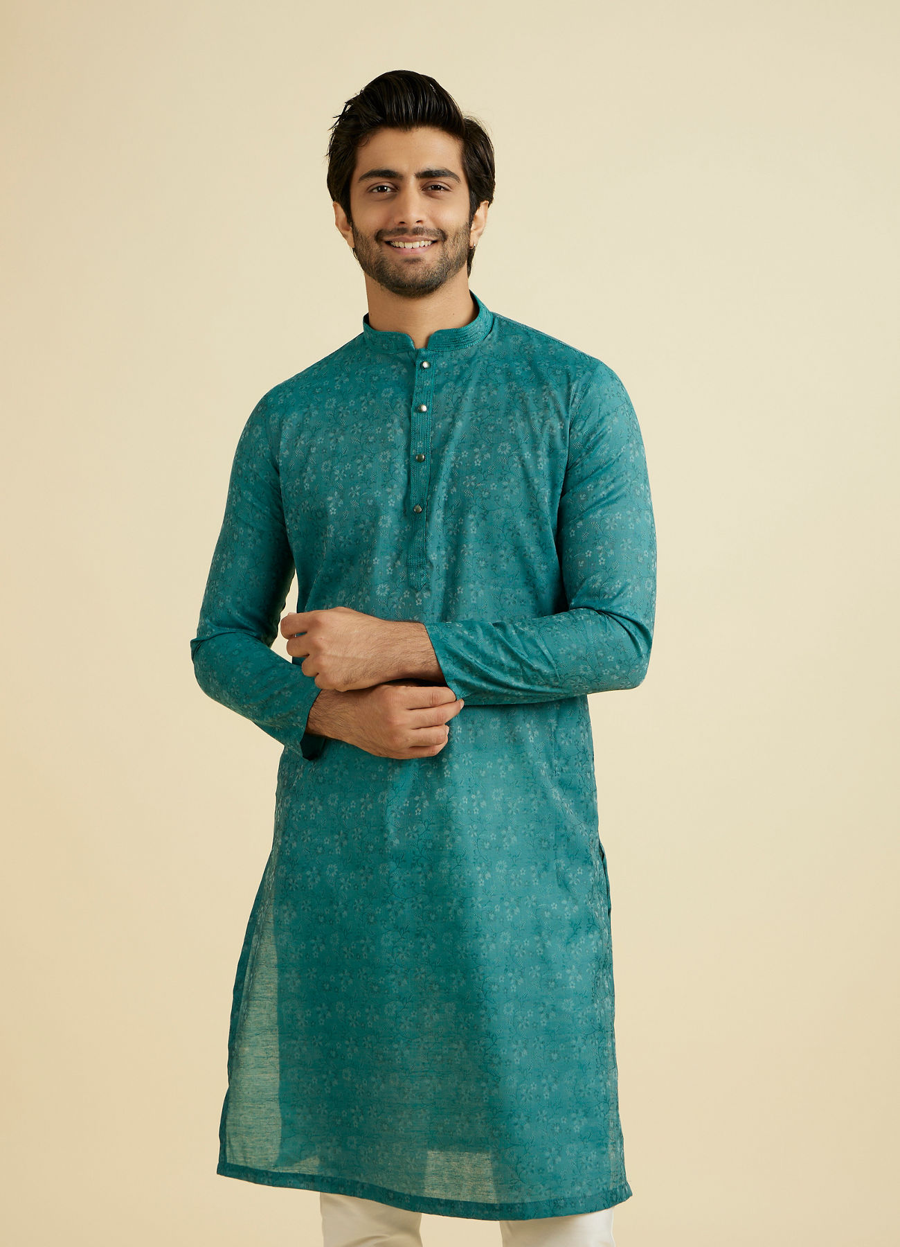 Manyavar Men Emerald Elegance Kurta Pajama