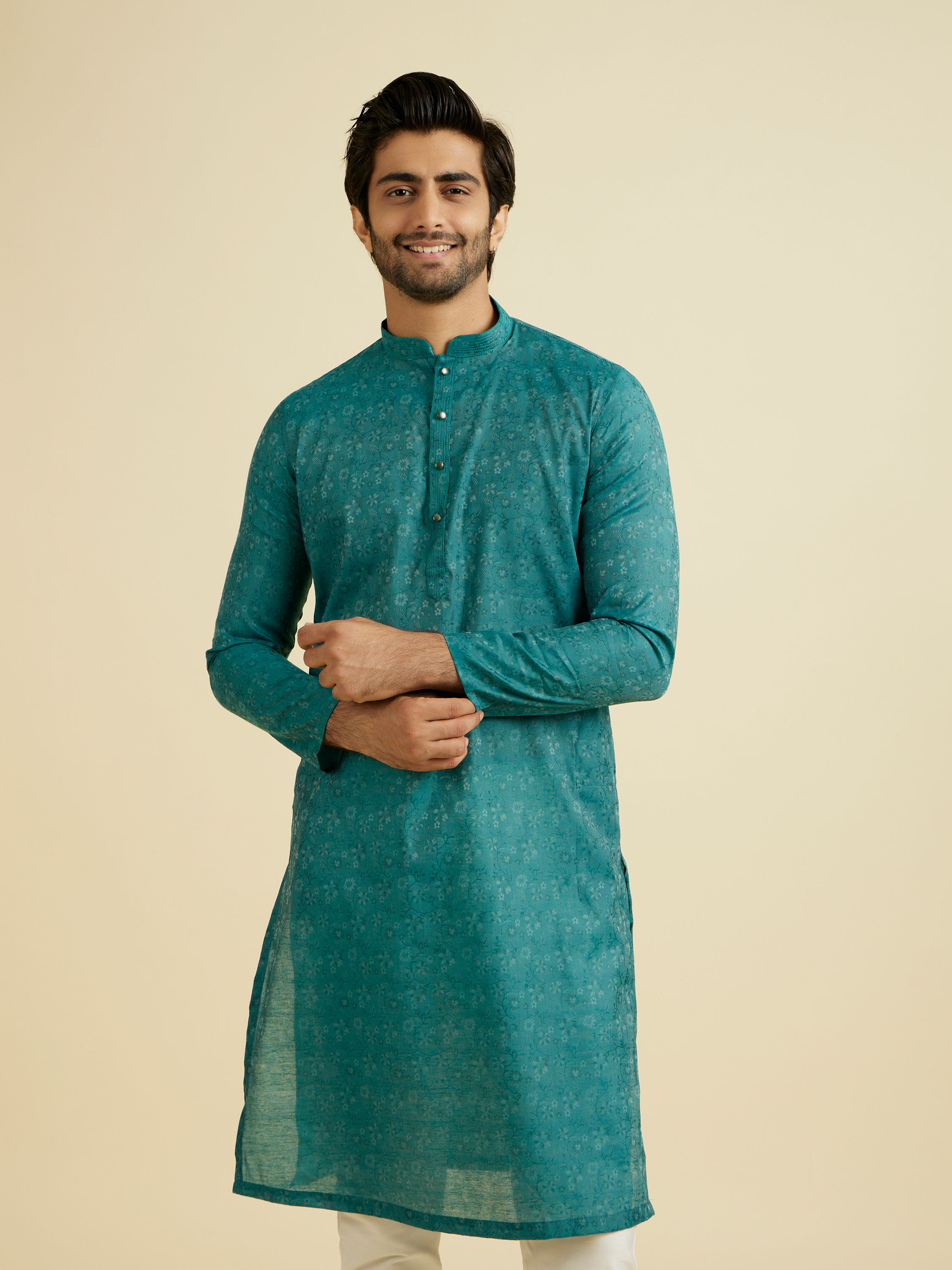 Manyavar Men Emerald Elegance Kurta Pajama