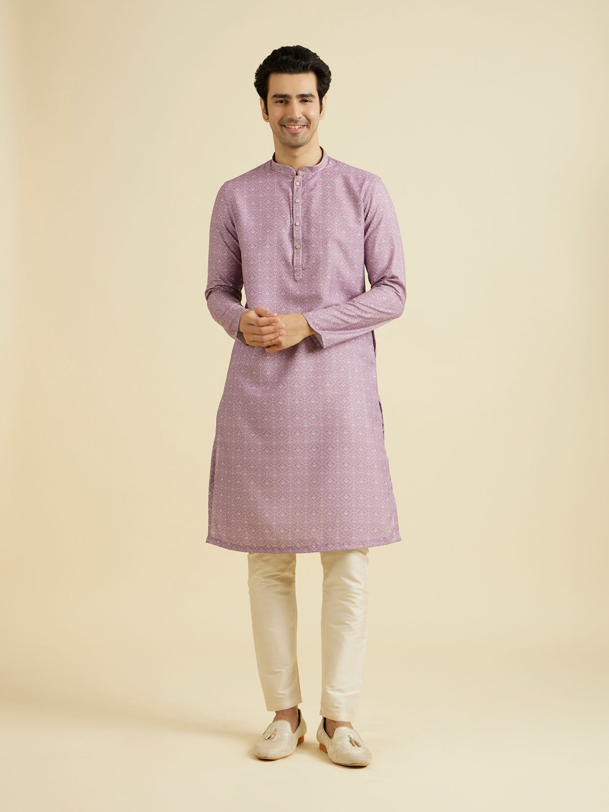 Manyavar Men Lilac Elegance Kurta Pajama