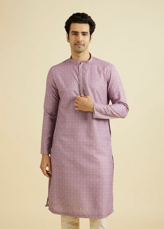 Manyavar Men Lilac Elegance Kurta Pajama