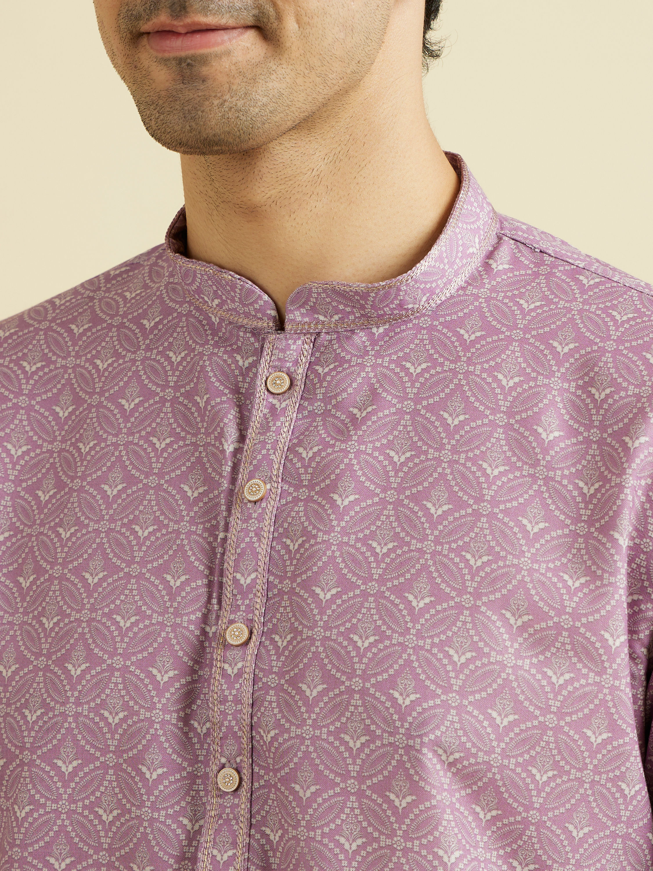 Manyavar Men Lilac Elegance Kurta Pajama