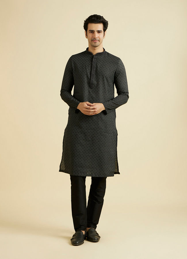 Manyavar Men Black Elegance Kurta Pajama