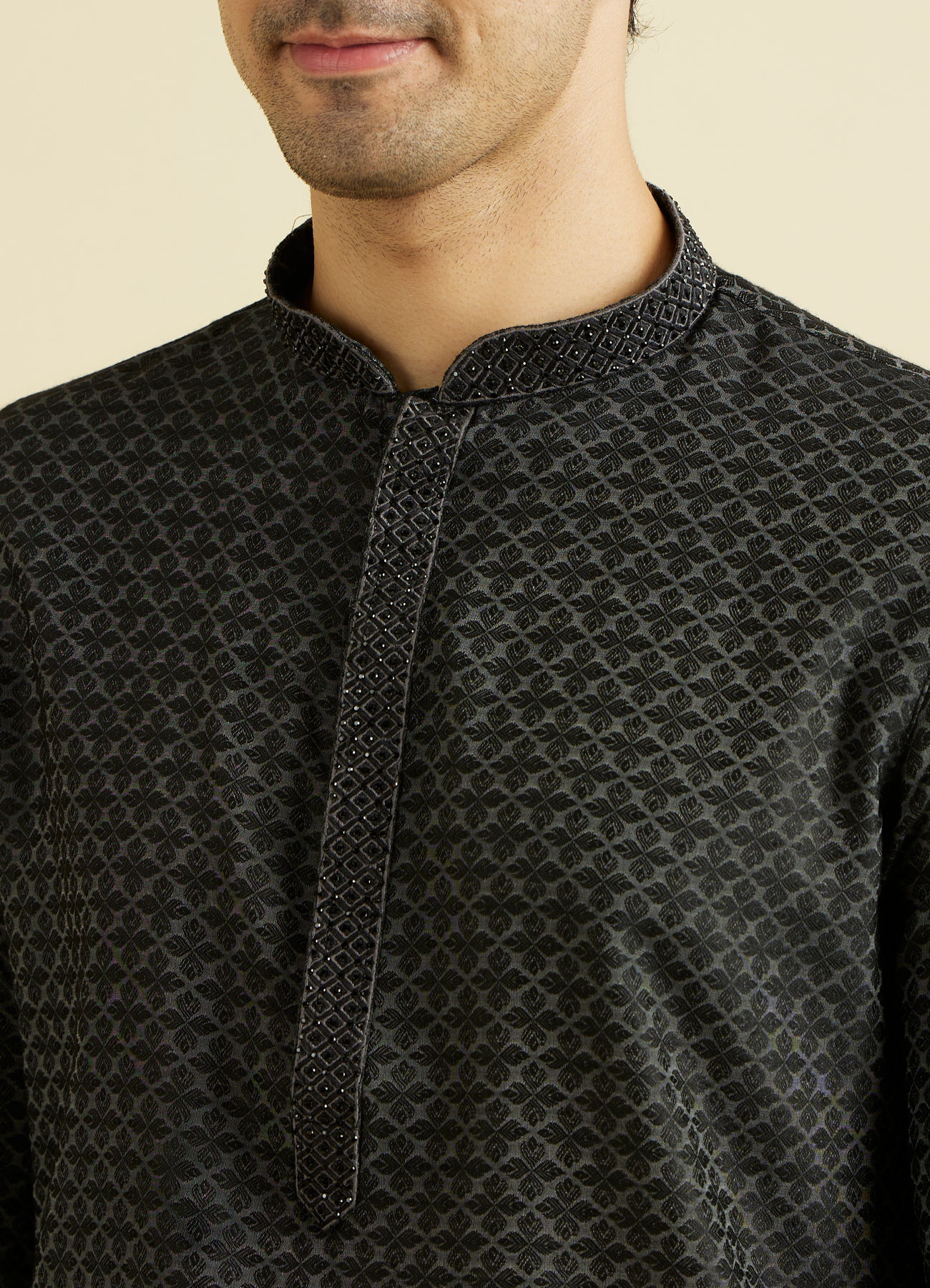 Manyavar Men Black Elegance Kurta Pajama