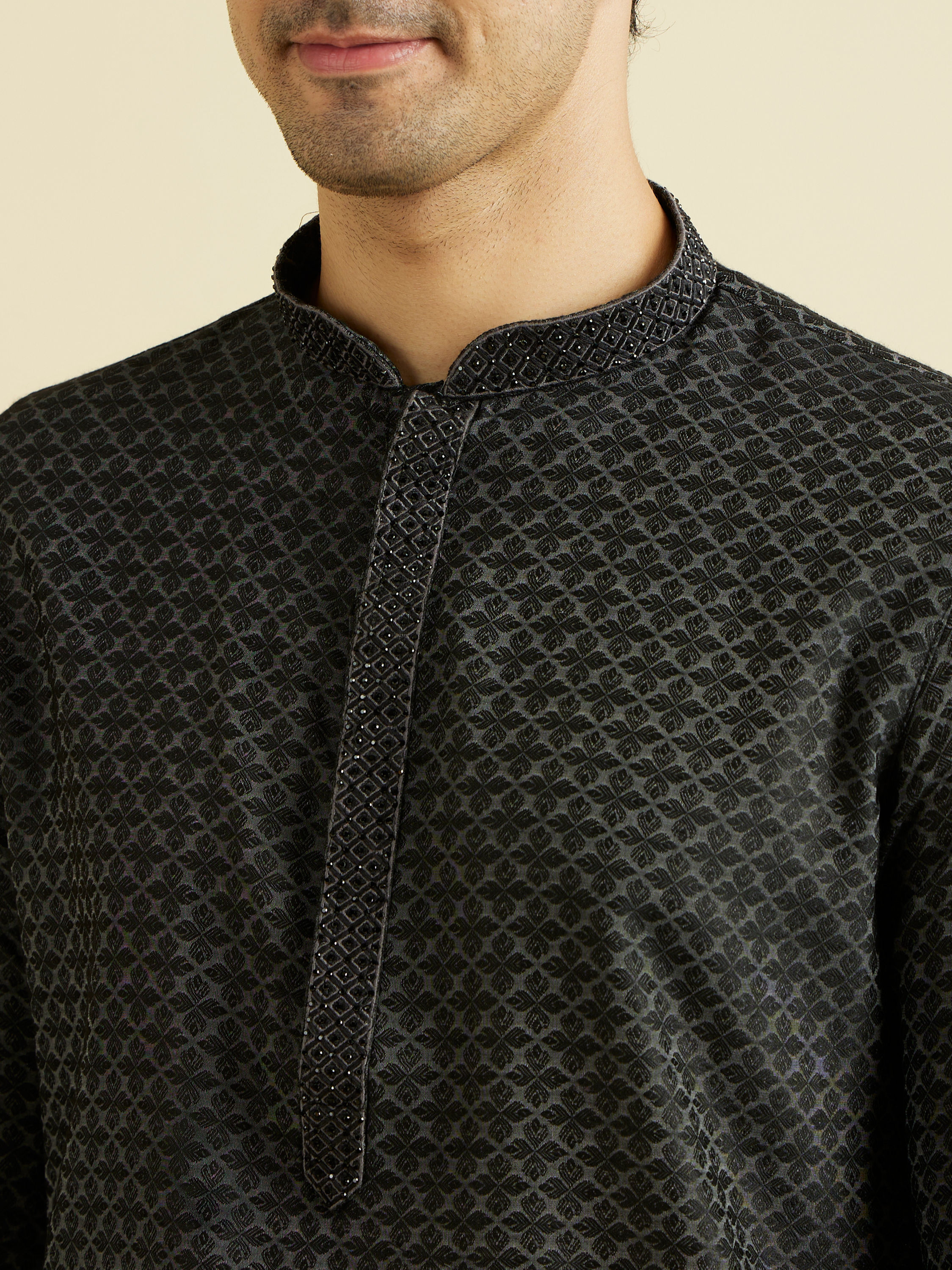 Manyavar Men Black Elegance Kurta Pajama