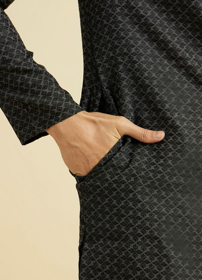 Manyavar Men Black Elegance Kurta Pajama
