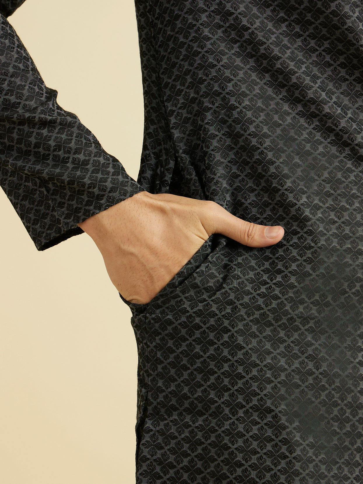 Manyavar Men Black Elegance Kurta Pajama