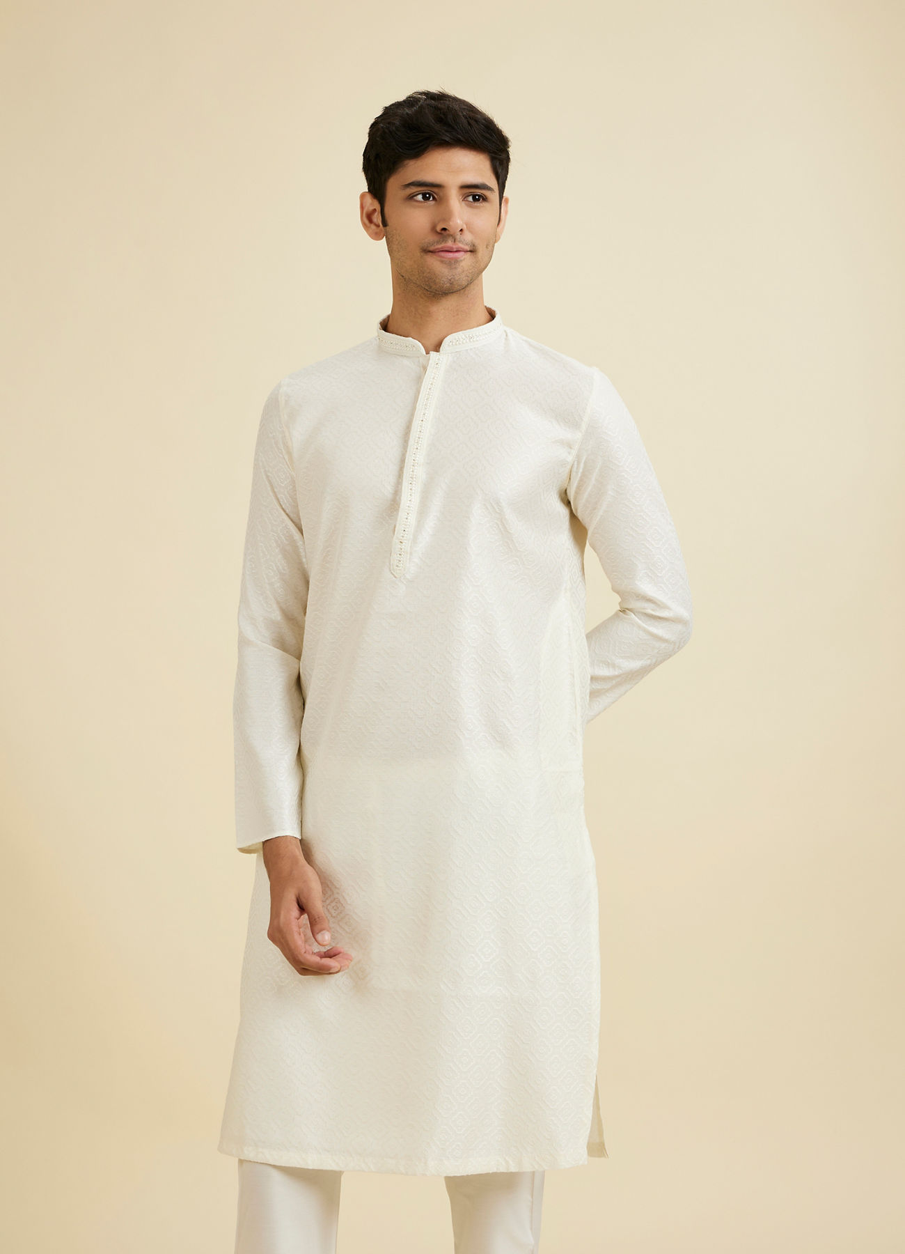 Manyavar Men Cream Charisma Kurta Pajama