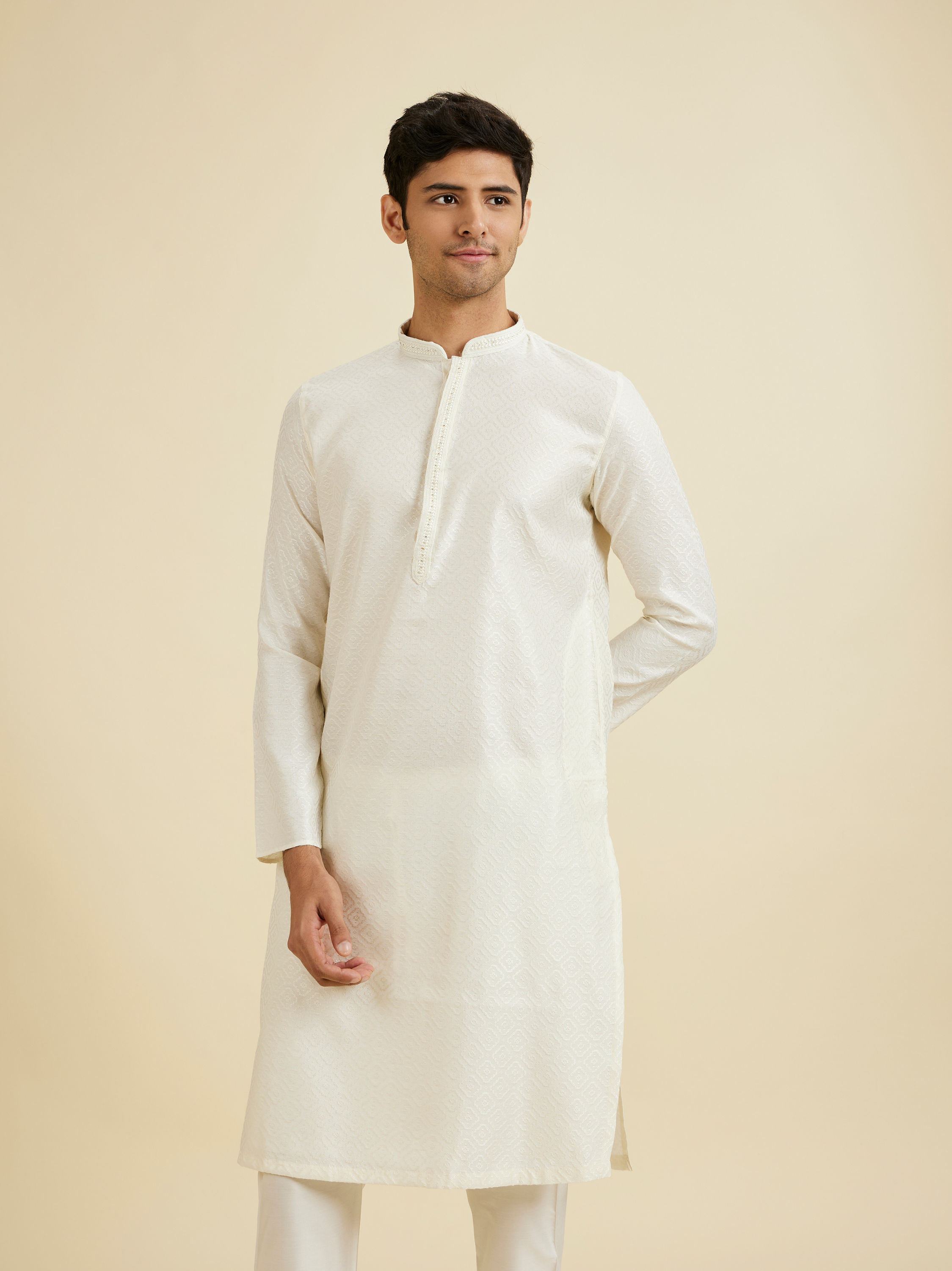 Manyavar Men Cream Charisma Kurta Pajama
