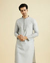Manyavar Men Light Grey Exquisite Kurta Pajama