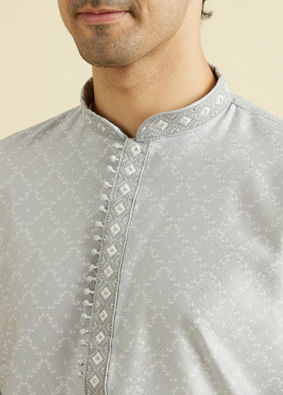 Manyavar Men Light Grey Exquisite Kurta Pajama