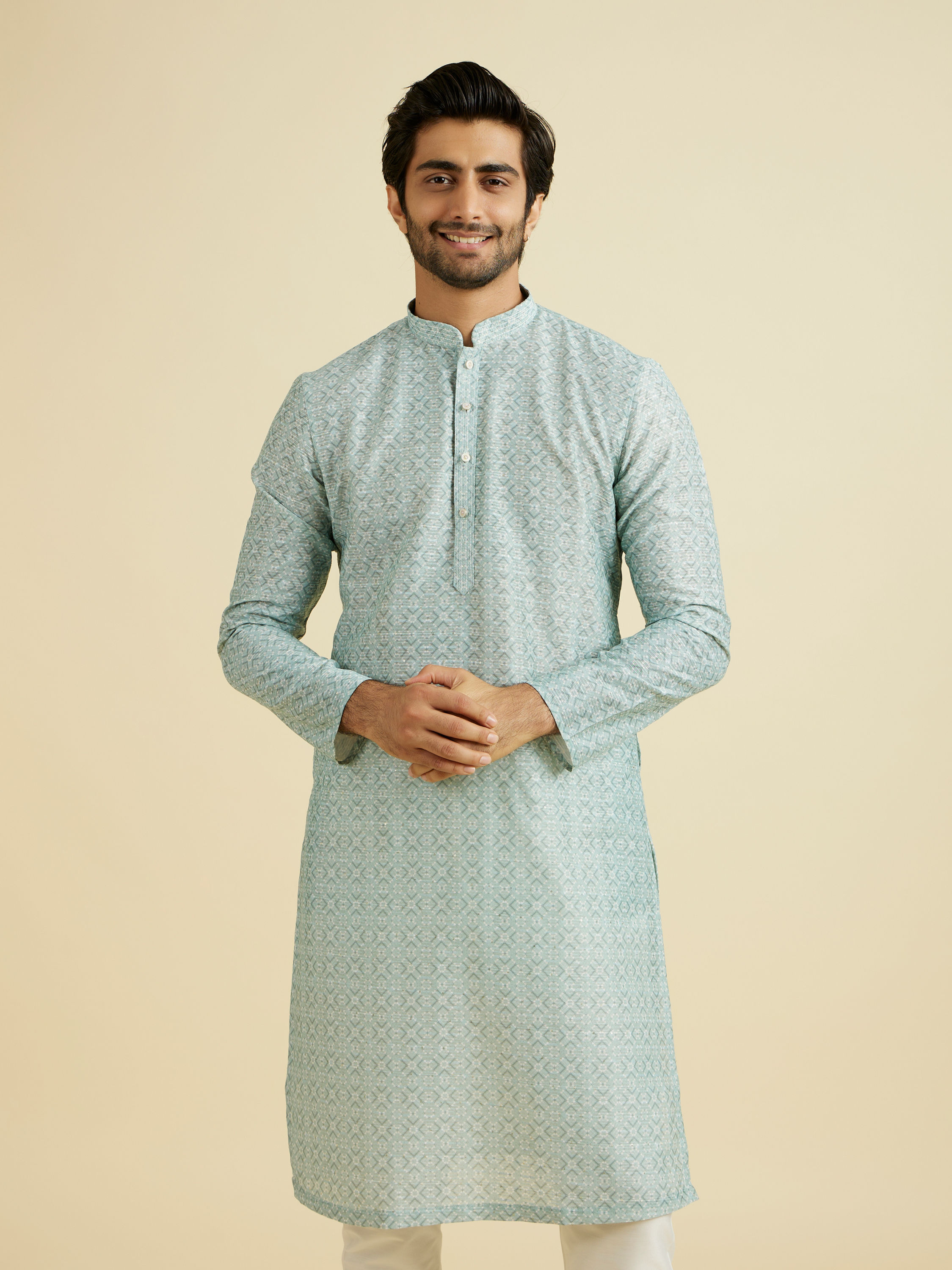 Manyavar Men Aqua Green Festive Kurta Pajama