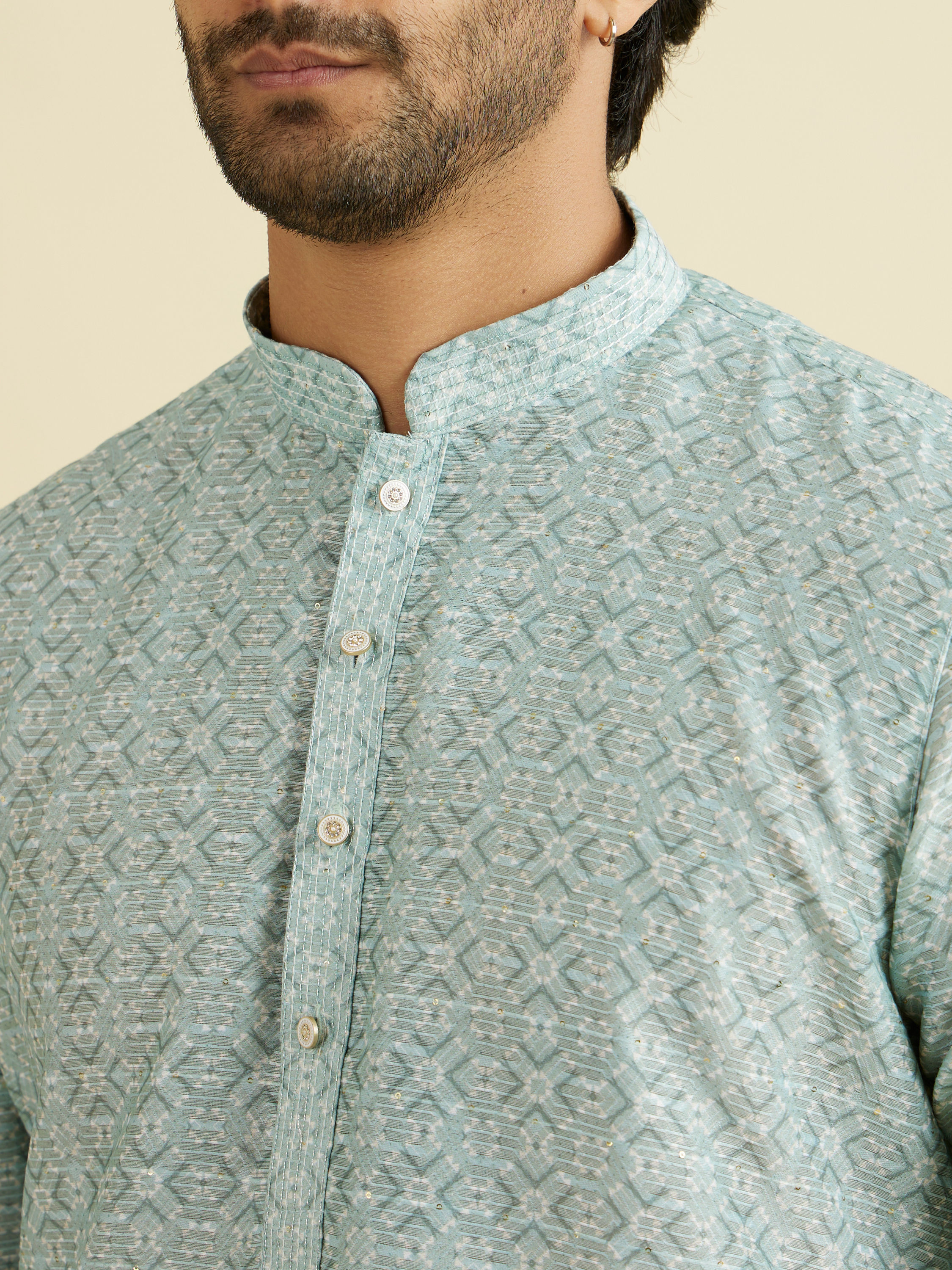 Manyavar Men Aqua Green Festive Kurta Pajama