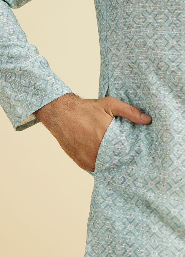 Manyavar Men Aqua Green Festive Kurta Pajama
