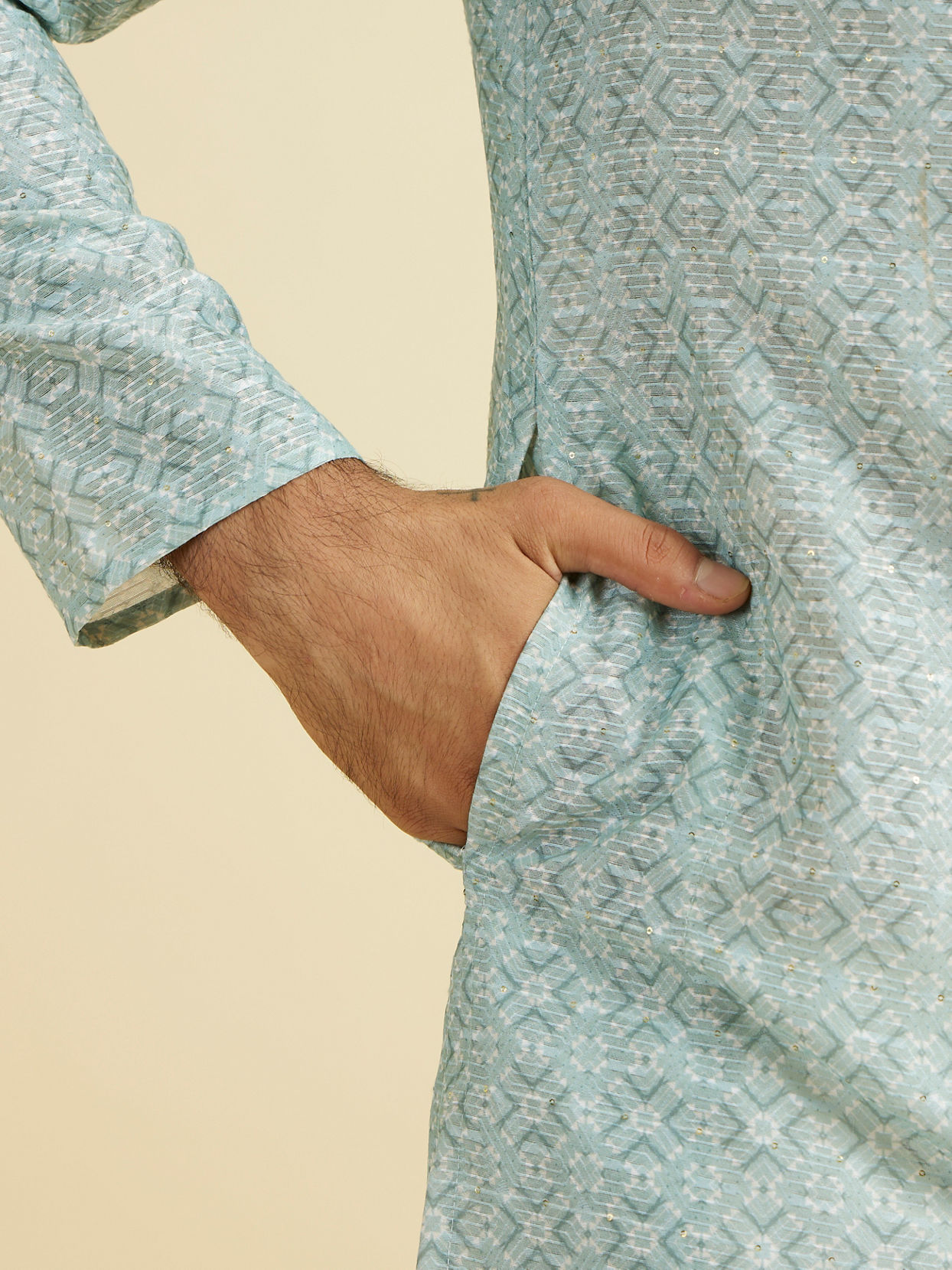 Manyavar Men Aqua Green Festive Kurta Pajama
