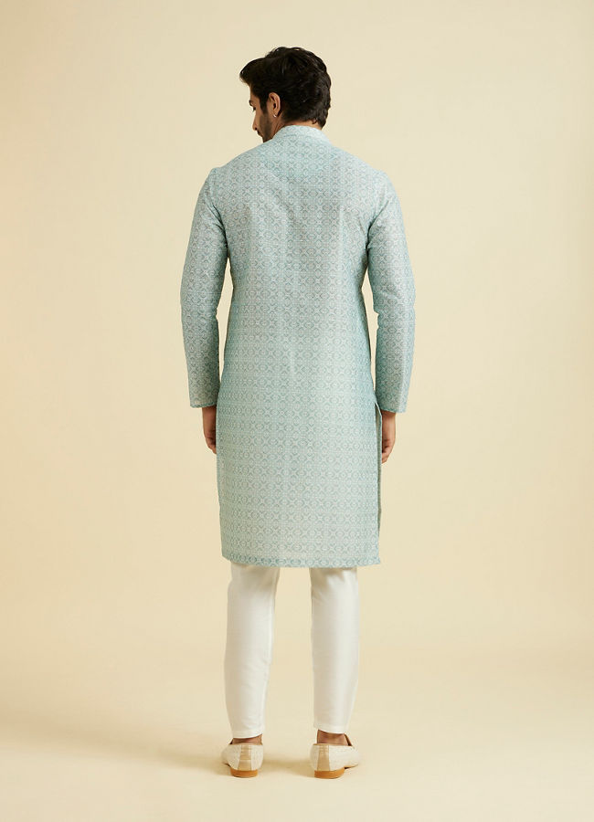 Manyavar Men Aqua Green Festive Kurta Pajama