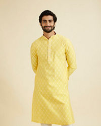 Manyavar Men Radiant Yellow Brocade Kurta Pajama