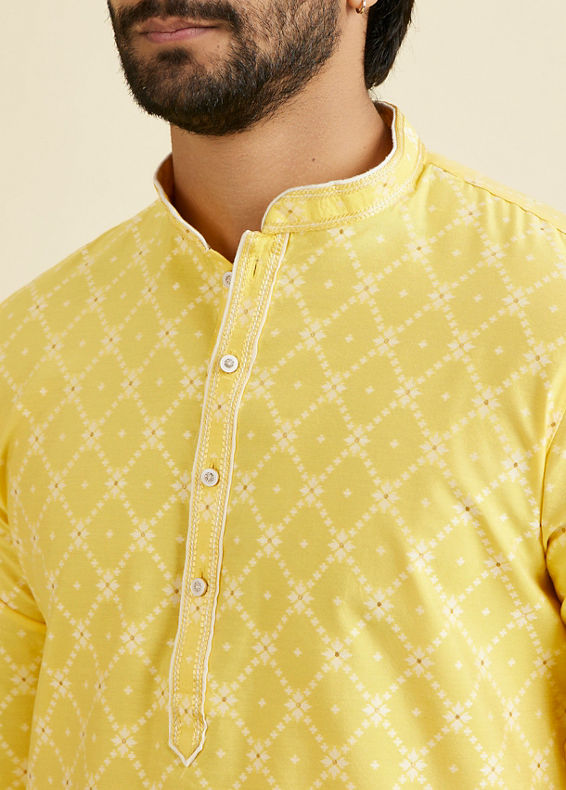 Manyavar Men Radiant Yellow Brocade Kurta Pajama