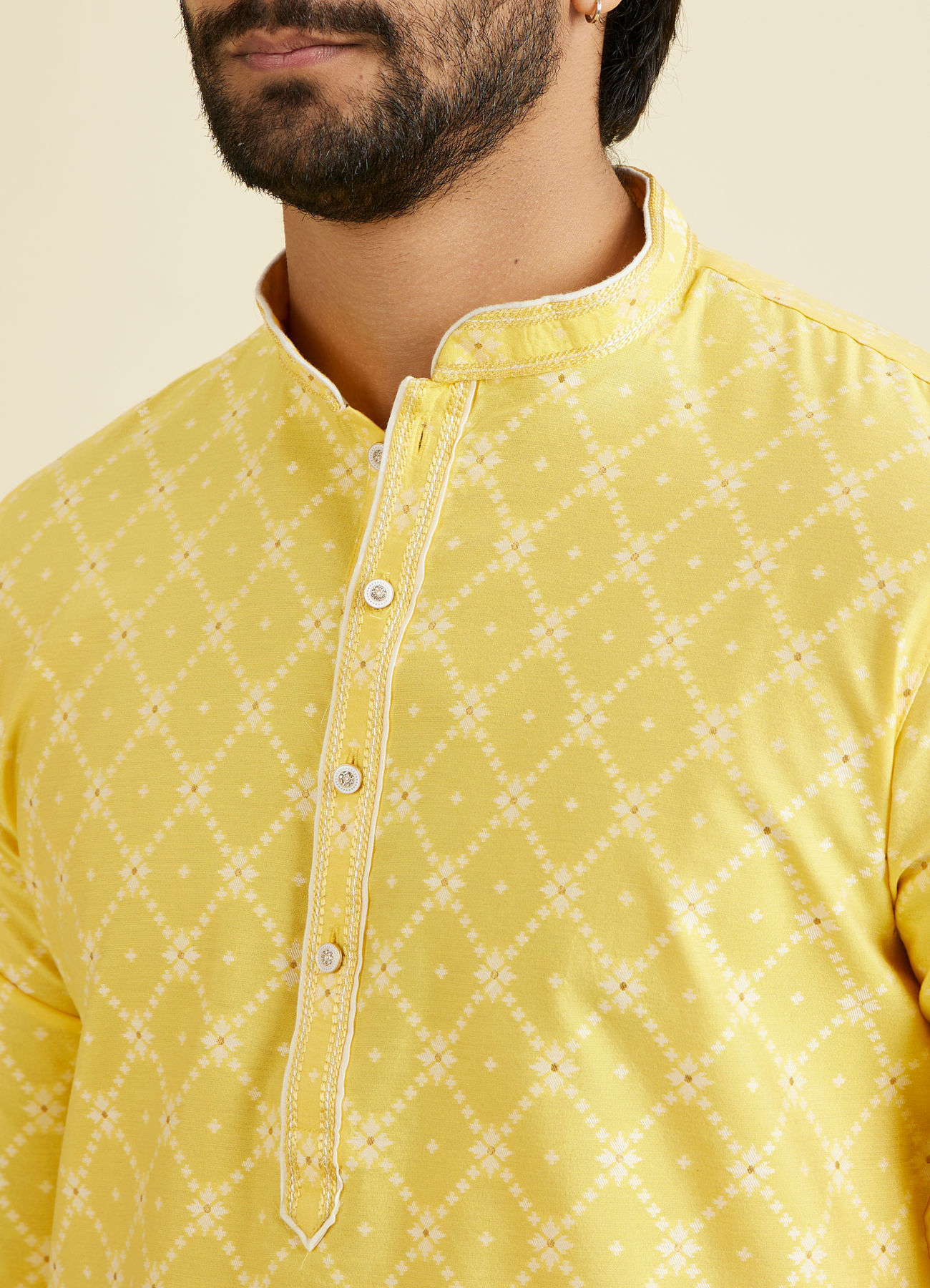 Manyavar Men Radiant Yellow Brocade Kurta Pajama