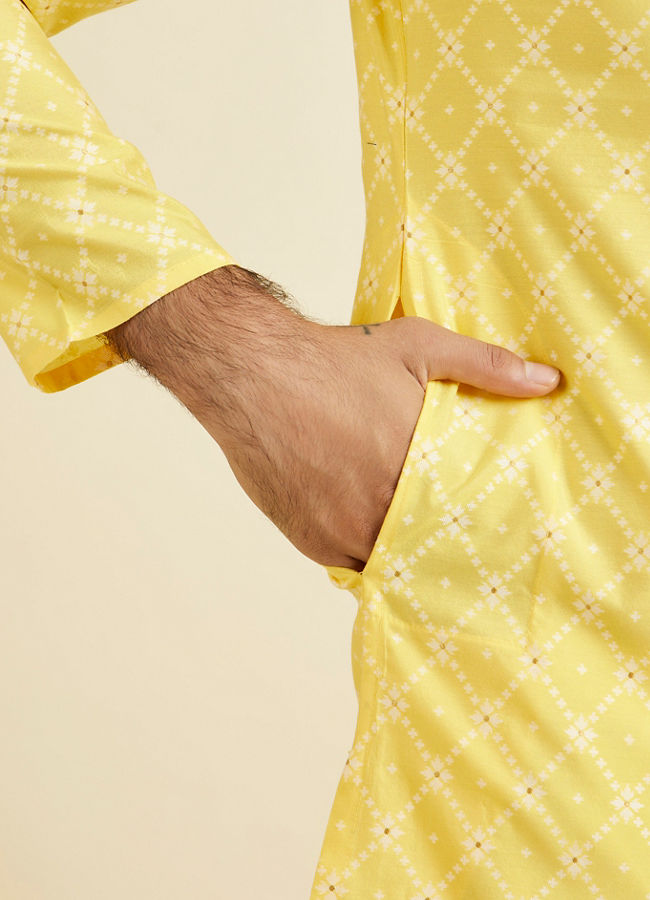 Manyavar Men Radiant Yellow Brocade Kurta Pajama