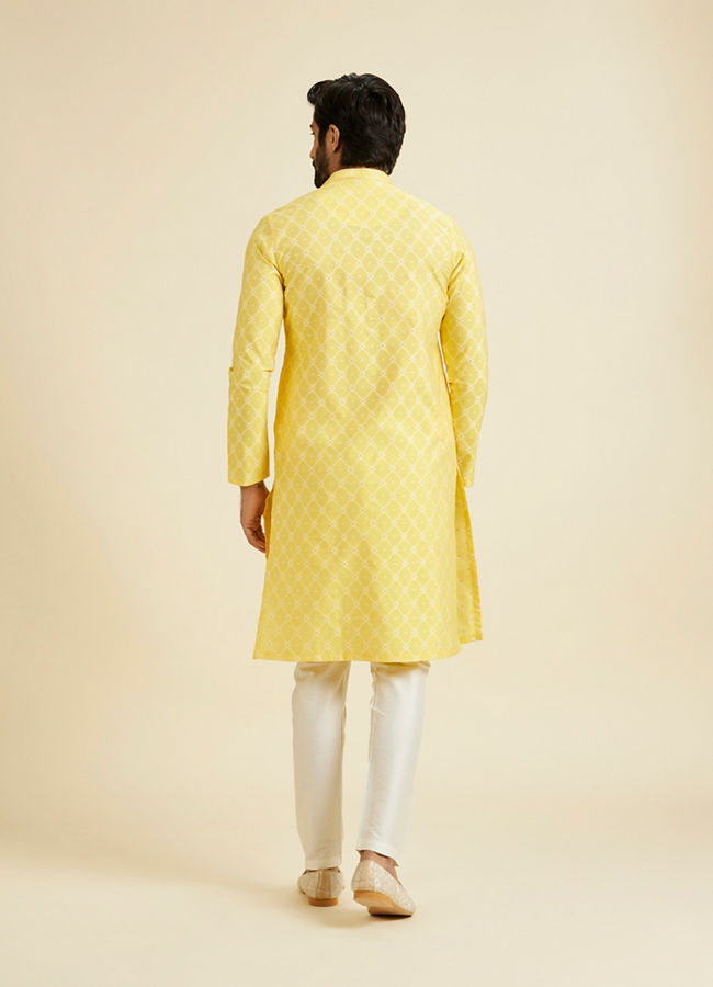 Manyavar Men Radiant Yellow Brocade Kurta Pajama