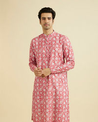 Manyavar Men Majestic Red Cotton Kurta Pajama Set