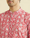 Manyavar Men Majestic Red Cotton Kurta Pajama Set